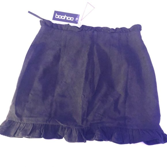 NWT BooHoo Black Ruffle Mini Skirt Size 12 - Picture 5 of 5